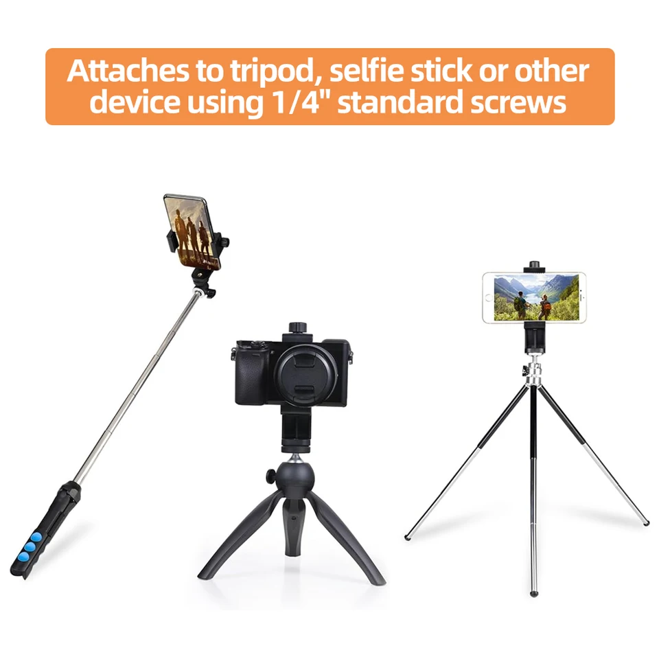 Mobile Clip Tripod Phone Mount 1/4" Rotatable Adjustable Holder Adapter For Samsung IPhone Huawei Realme Smartphones_voghion.com