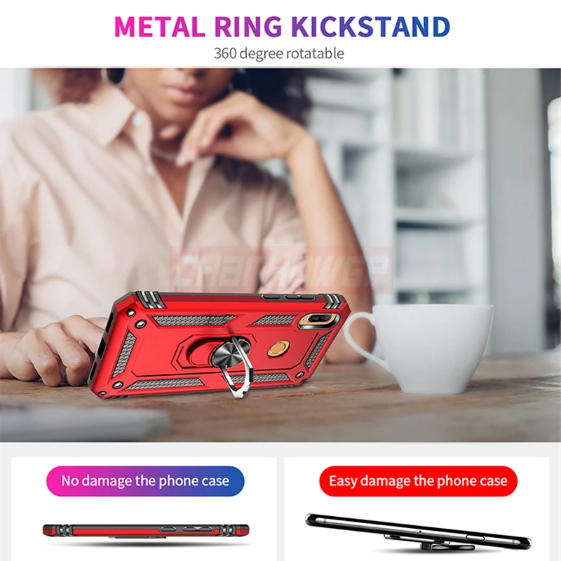 Enhanced Armor Shockproof Silicone Metal Ring Case