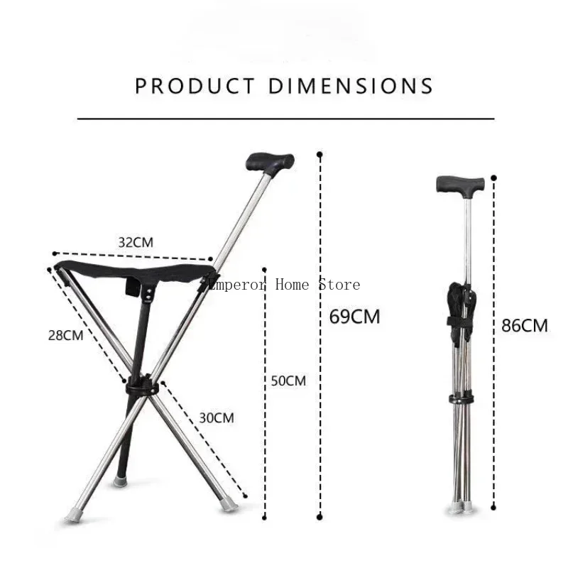 Portable Outdoor Foldable Cane Chair Elderly Walking Cane Stool