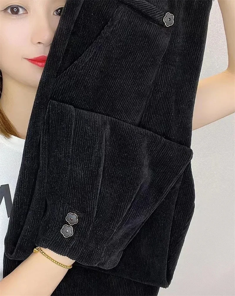Corduroy Velvet Lined Warm Harem Ankle-length Pants Winter Thicken Women New Jogger Pantalones Casual Snow Wear Sweatpants
