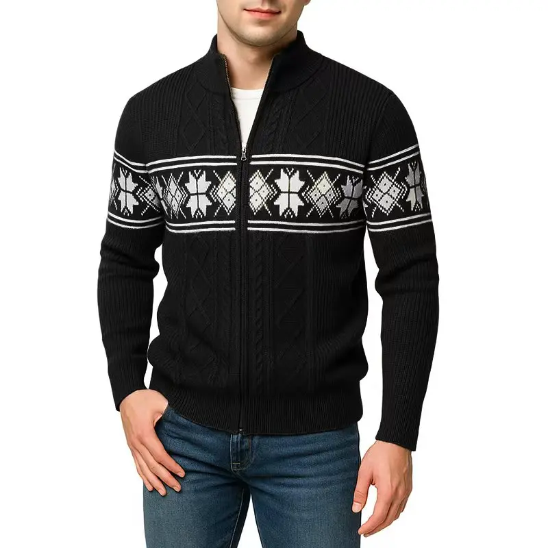 Animal Game Mens Full Zip Long Cardigan Sweater Warm Cold Blouse Luxury Outerwear Thick Knitted Zipper Sweaters Jacket Knitwear