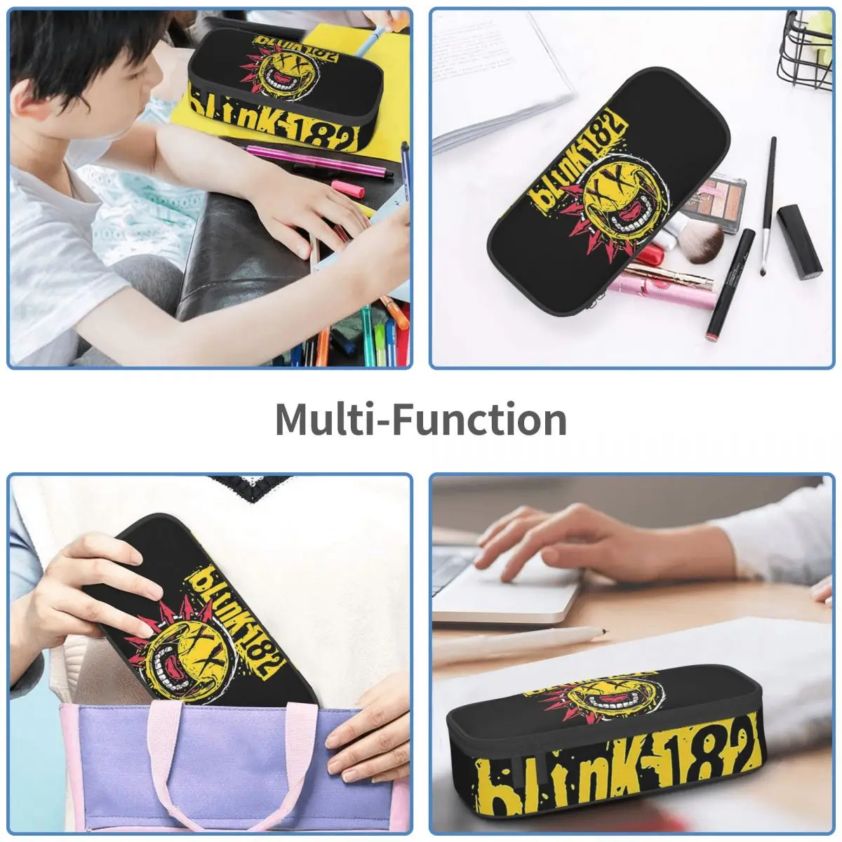 Blink 182 Punk Smile Pencil Cases Big Capacity Pen Bags Pen Box Pencil Pouch For Boys Girls Students Stationery School Office