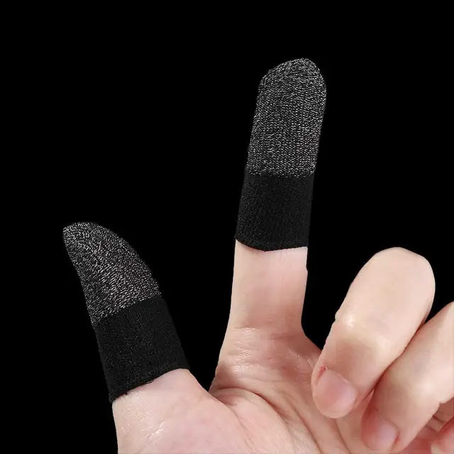 Sterling Silver Fiber Gaming Finger Sleeve Touch Screen PUBG Gaming Finger Gloves Anti Slip Sweatproof Finger Sleeve for Gaming