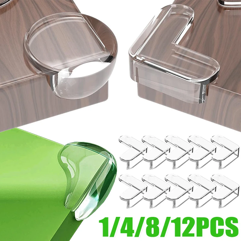 1/4/8/12PCS Child Baby Safety Silicone Protector Self-Adhesive Furniture Table Corner Edge Cover Soft Anticollision Guards