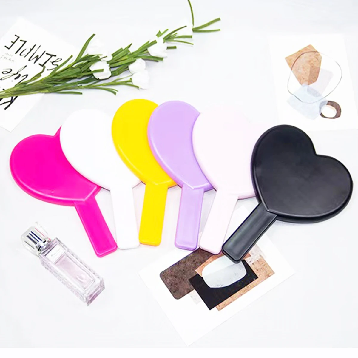 Wholesale Custom Heart Makeup Mirror Hand Held Cute Wholesale 5/10Pieces Lot Mirror Square With Custom Logo 5