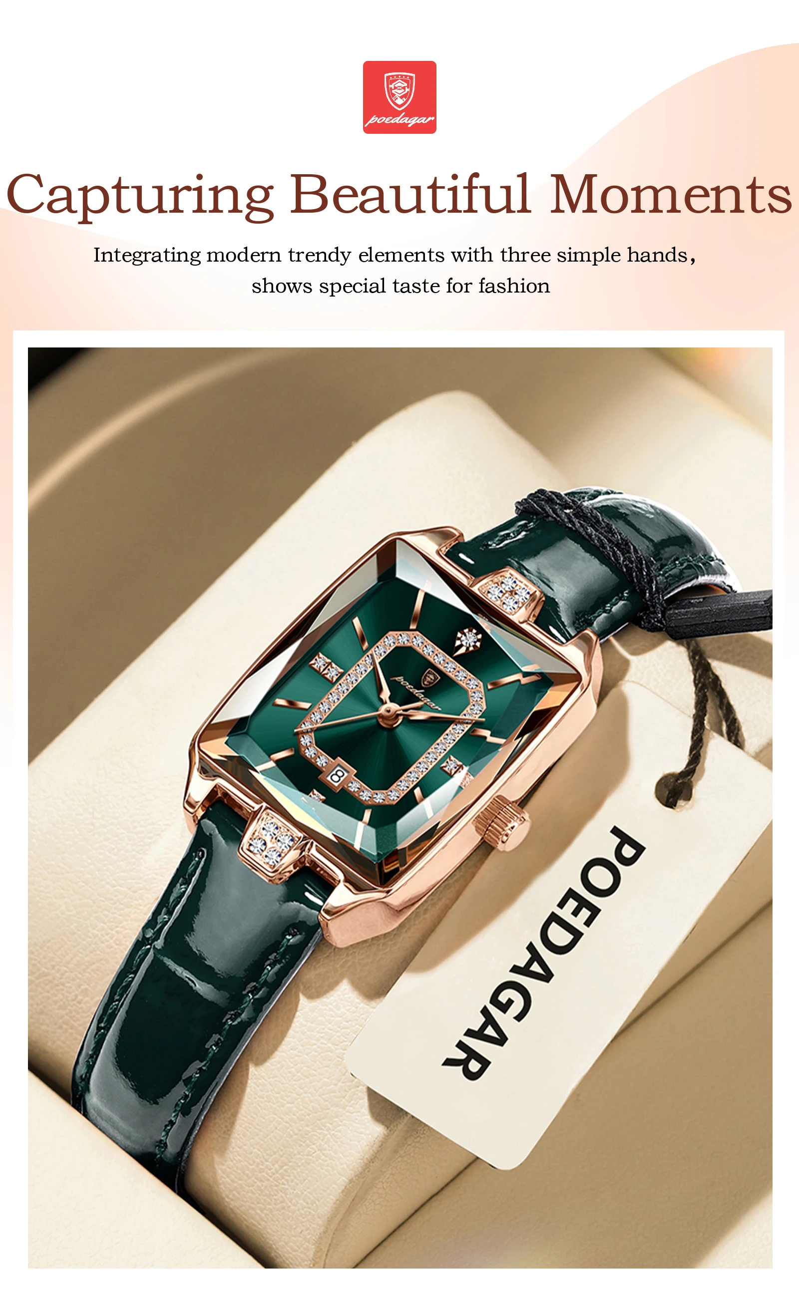 POEDAGAR Original Luxury Women Wristwatch Waterproof Leather Date Woman Watch Elegant High Quality Quartz Women's Watches Reloj