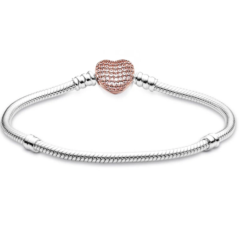 TOGORY Silver Plated Cute Crystal Owl Heart Snake Chain Charm Bracelet For Women Men Brand Bracelets DIY Jewelry Gift Making - Image 6