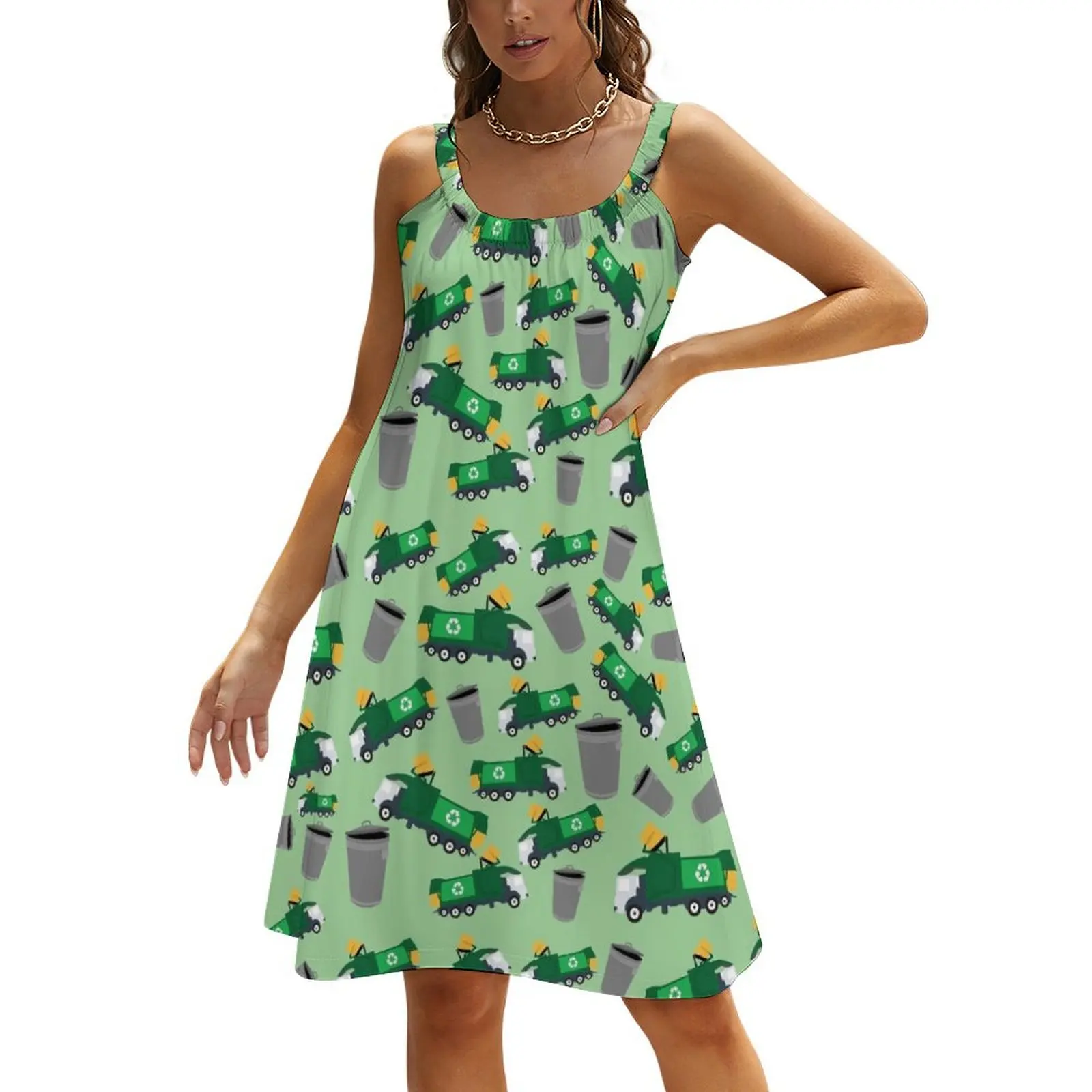 

Recycling Garbage Truck Pattern Beach Sling Skirt women evening dress dresses summer woman 2024 dress women summer 2024