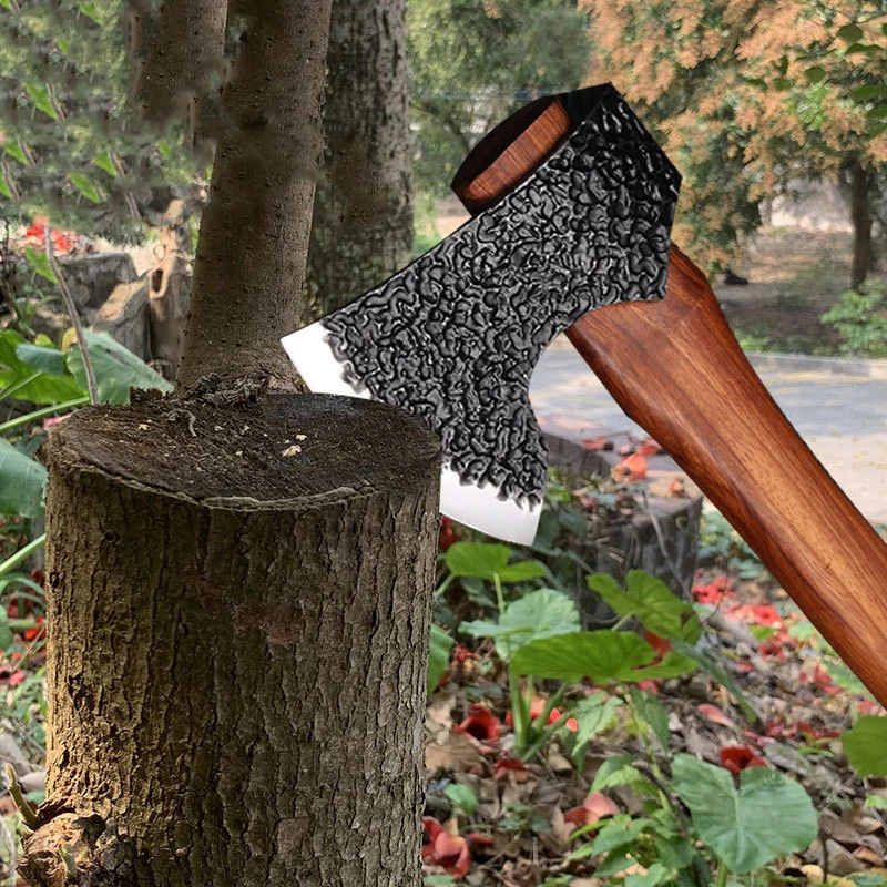 High Hardness Wooden Handle Outdoor Camping Splitting Hatchet Axe Survival Wood Chopping Axe