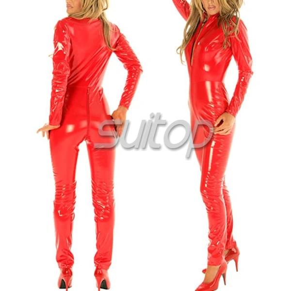 sexy fashion latex catsuit with zipper in brest back and shoulders