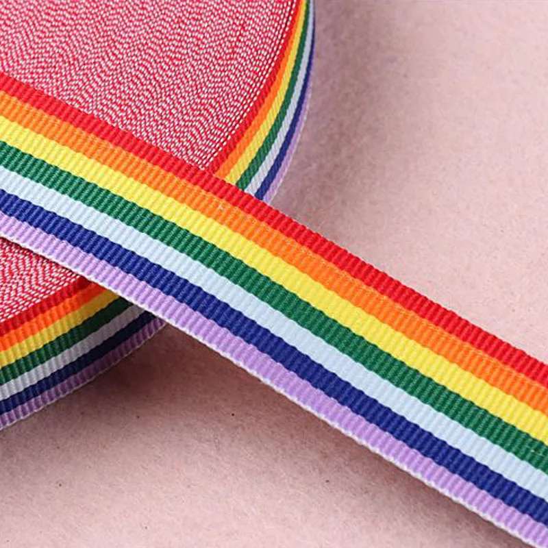 50 Yards Rainbow Colorful bing Polyester Ribbon 10mm60mm For Garment Sewing Shoes Bag DIY