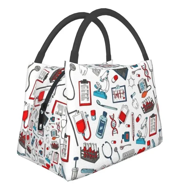 

Nurse Tools Pattern Thermal Insulated Lunch Bags Women Resuable Lunch Tote for Office Outdoor Storage Meal Food Box