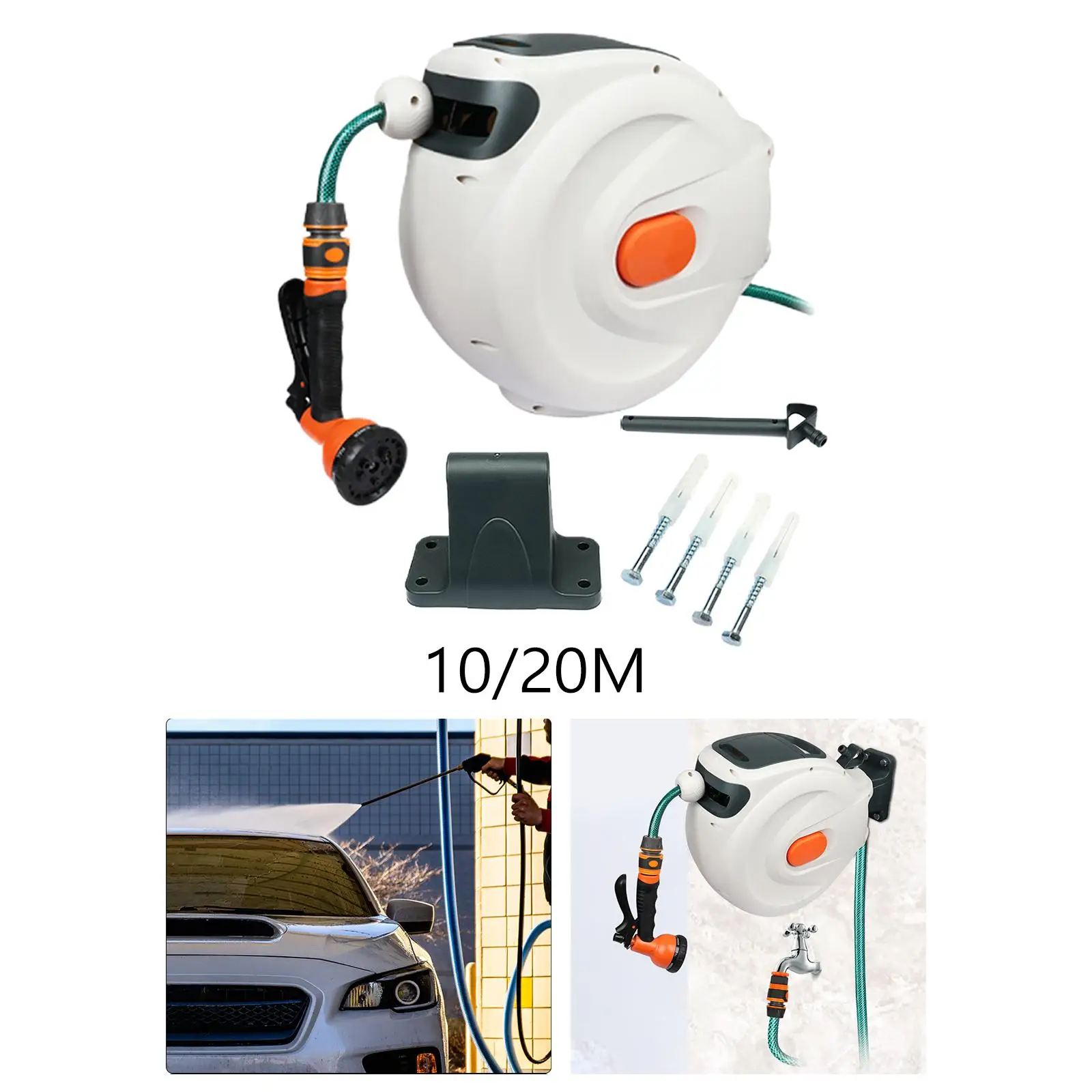 Garden Hose Reel Slow Retraction with 7 Sprayer Modes Retractable Water Hose  - AliExpress