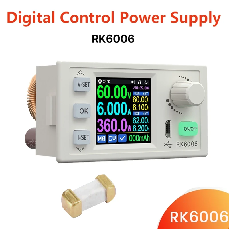 

Accessories RK6006 Digital Control Power Supply Buck Converter 60V 6A 4 Digit COMM Adjustable DC To DC Step Down Voltage Bench