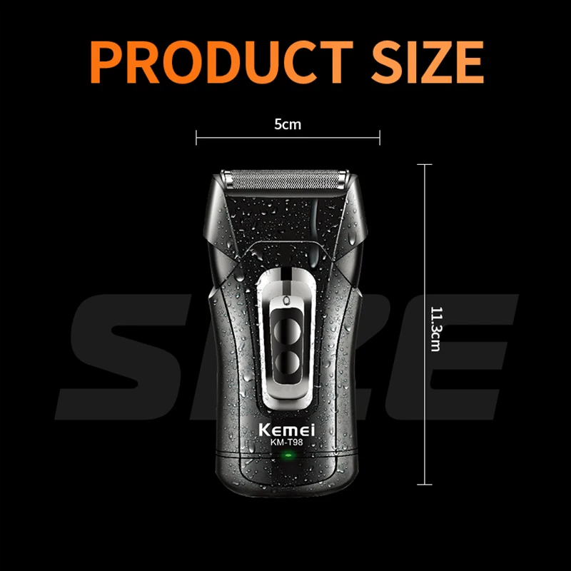 Kemei KM-T98 전기 면도기 전문 방수 수염 트리머 남자 얼굴 왕복 면도기를위한 건식 또는 습식 면도기 기계