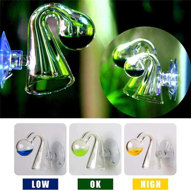 Diffuse Glass CO2 Drop Checker Aquarium Hang On CO2 Monitor Sensor Detector Indicator For Fish Tank Aquatic Planted Tank Test PH 5