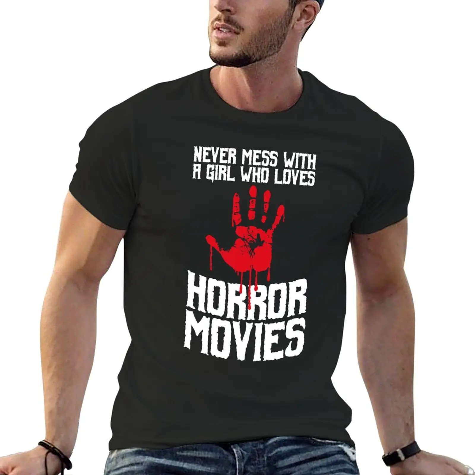 New Never Mess With A Girl Who Loves Horror Movies T-Shirt new edition t shirt mens graphic t-shirts pack never underestimate a woman who loves yoga an was born in june t shirt plus size tops blacks plain mens t shirts pack