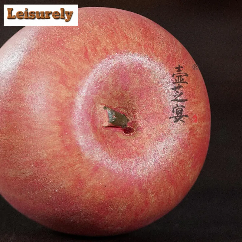 Yixing Zisha Mitation Apple Tea Pet Handmade Tea Sculpture Tea Figurine Play Toys Tea Statue Ornaments Supplies Workmanship Gift