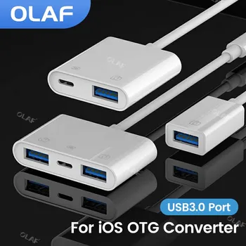 아이폰 13 12 11 프로 맥스 아이패드용 OTG 어댑터, 8 핀-USB 3.0 컨버터 케이블, 위 iOS 13 마우스 카메라 카드 리더기 상품 이미지