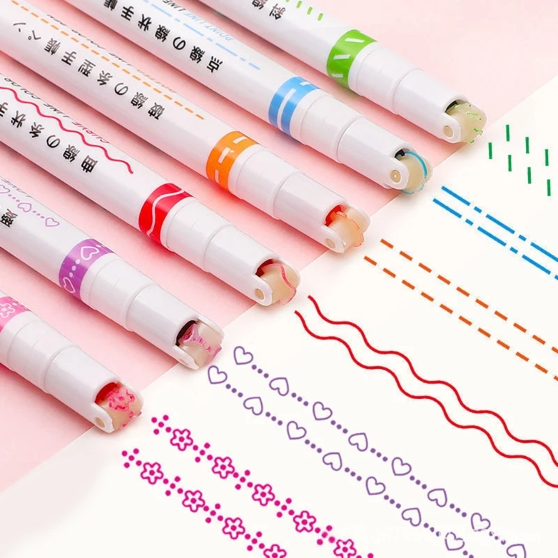 6/8Pcs Colored Curved Pens with Roller Pen Point Fine Tip for Card Making  Scrapbooking Canlendar Planner Journal Diary 