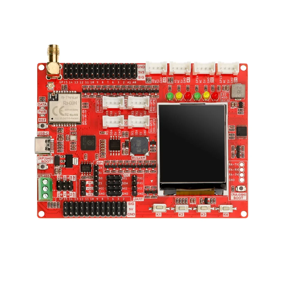 LoRaWAN RA-08H 개발 보드 통합 RP2040, 장거리 통신, SPI IIC UART 5VIO, 868Mhz/915Mhz, 1.8 인치 LCD