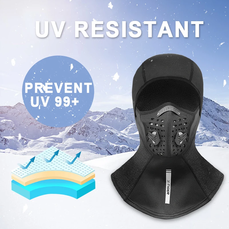 Winter Ski Mask Cycling Mask Anti-Dust Cycling Filter Windproof Full Face Cover Balaclava Skiing Skating Hat X-TIGER
