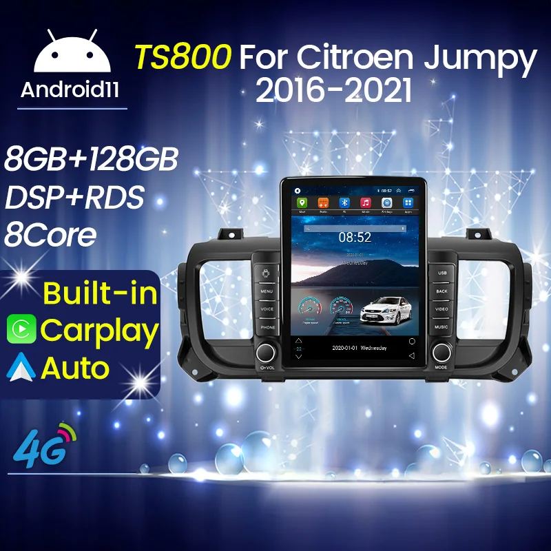 4G LTE Android 11 Tesla Vertical Screen Car Radio Stereo For Citroen