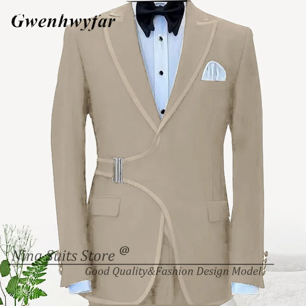 Gwenhwyfar Black Suit Features a Collar with Edging Side Insert Buckle Double Split Customizable Color and Size