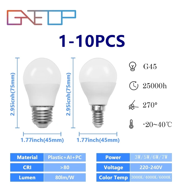 Ampoule Led Dimmable E14 G45 6w Équivalent À 48w - Blanc Du Jour