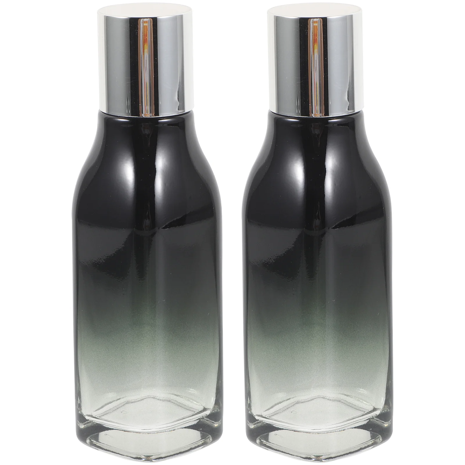 

2 Pcs Glass Makeup Dispensing Bottle Black Gradient Moisturizing Water Essence Lotion Empty Travel Shower Bottles