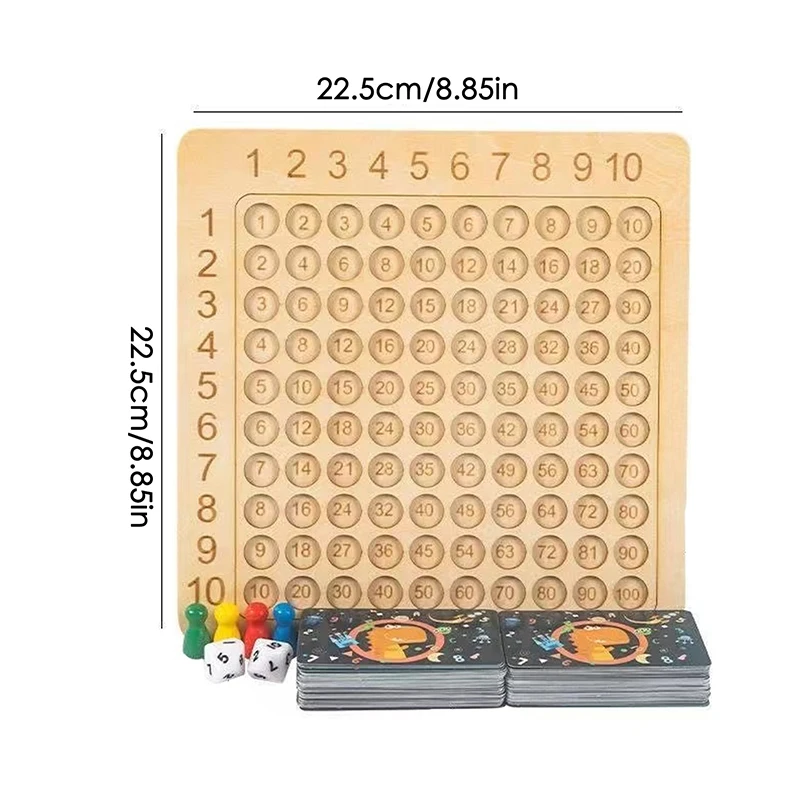 Wooden Montessori Multiplication Board Game Kids Learning Educational Toys Math Counting Hundred Board Interactive Thinking Game educational toys board games math toys learning board toy