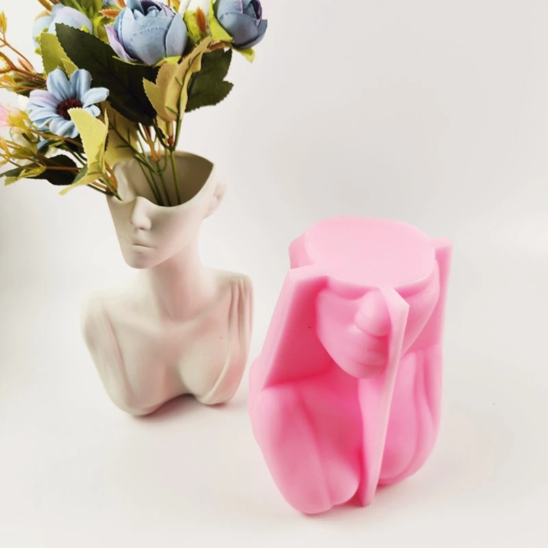 MXME Cement Silicone Mold Ceative Human Body Flower Pot Mould DIY Pen Holder Making