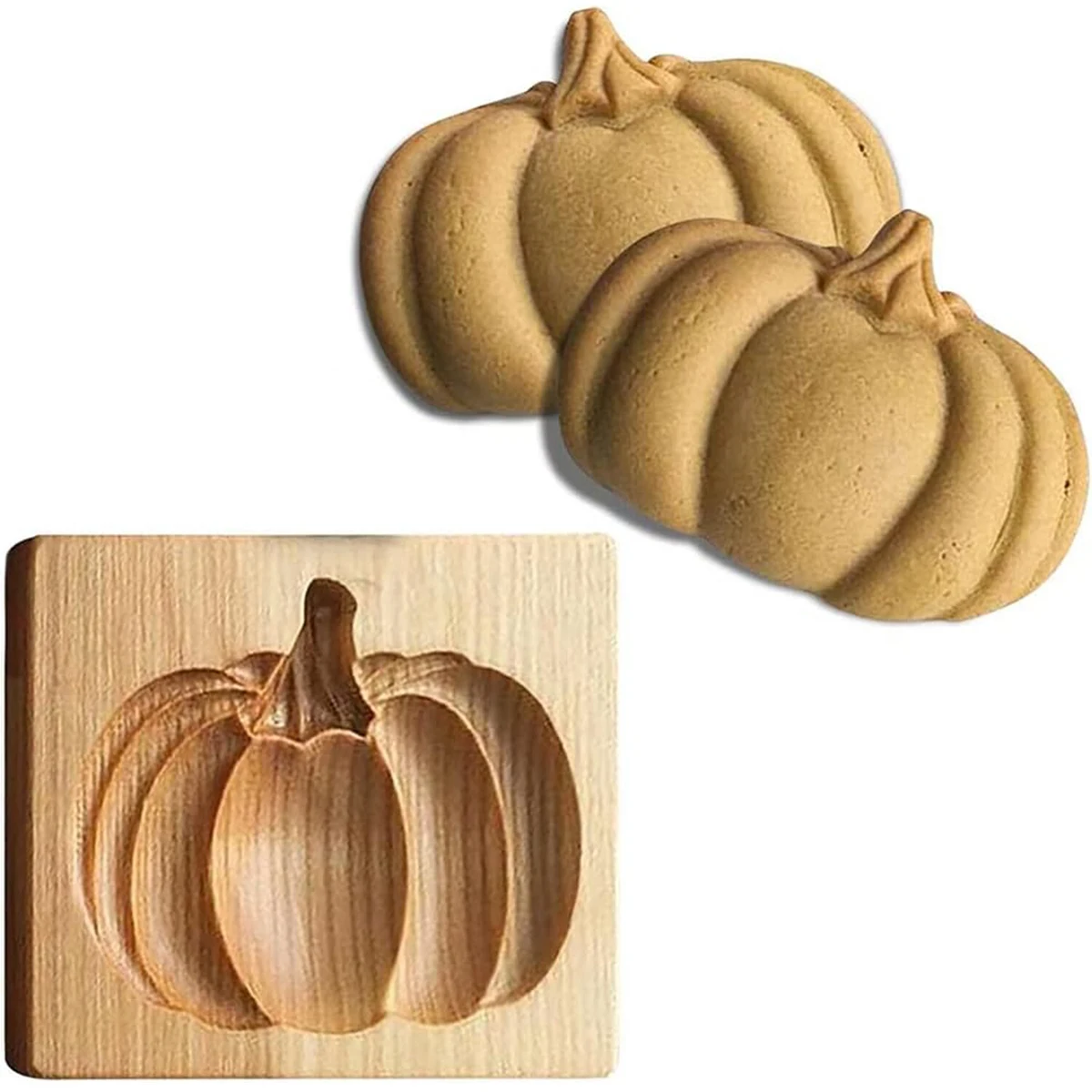 Wooden Cookie Molds for Halloween 3D Carved Embossed Gingerbread Mould Baking Pumpkin Skull Ghost Witch Jack O'Lantern