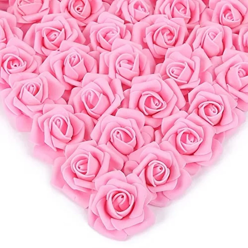 

200 Pieces Faux Foam Flower Heads for Crafts 1.97 Inch Real Look Roses Fake Roses for DIY Home Arrangement Wedding Bouquets