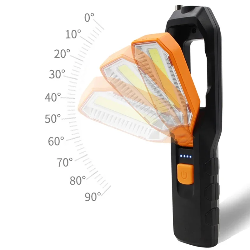 USB Rechargeable LED Flashlight Work Light Lamp LEDs Torch Support Stand Swivel Hook for Camping Workshop Car Repair portable flashlight