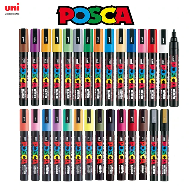 Japan Uni Posca Paint Marker Pen Set,PC-1M ,PC-3M ,PC-5M,PC-8K,PC-17K, 7 8  12 15 21 24 28 29 Colors Set, Non-Toxic Water-Based - AliExpress