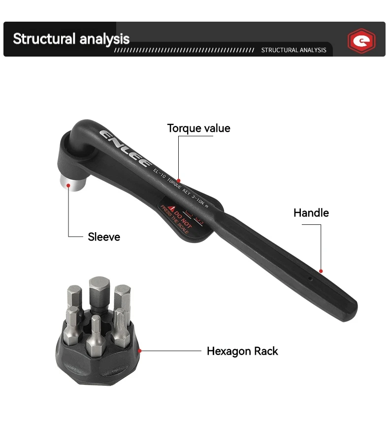 ENLEE Fahrrad Drehmomentschlüssel mit Bit Set Tragbare Kleine MTB Rennrad Inbusschlüssel Werkzeug Steckschlüssel Für Fahrrad Reparatur Kit – Detail 5