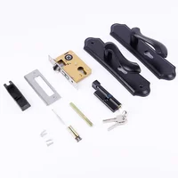 Bedroom Door Lock Minimalist Black Indoor Door Lock, Household Solid Wood Door Lock, Silent Split Handle Lock 4