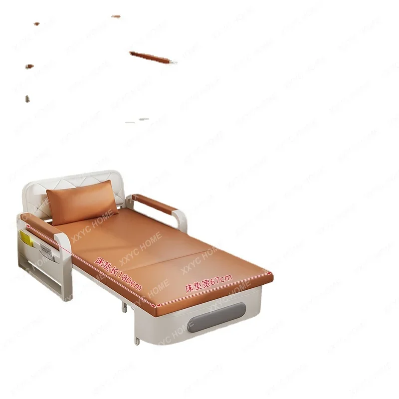 

Single Sofa Bed Folding Folding Bed Balcony Multifunctional Simple Faux Leather