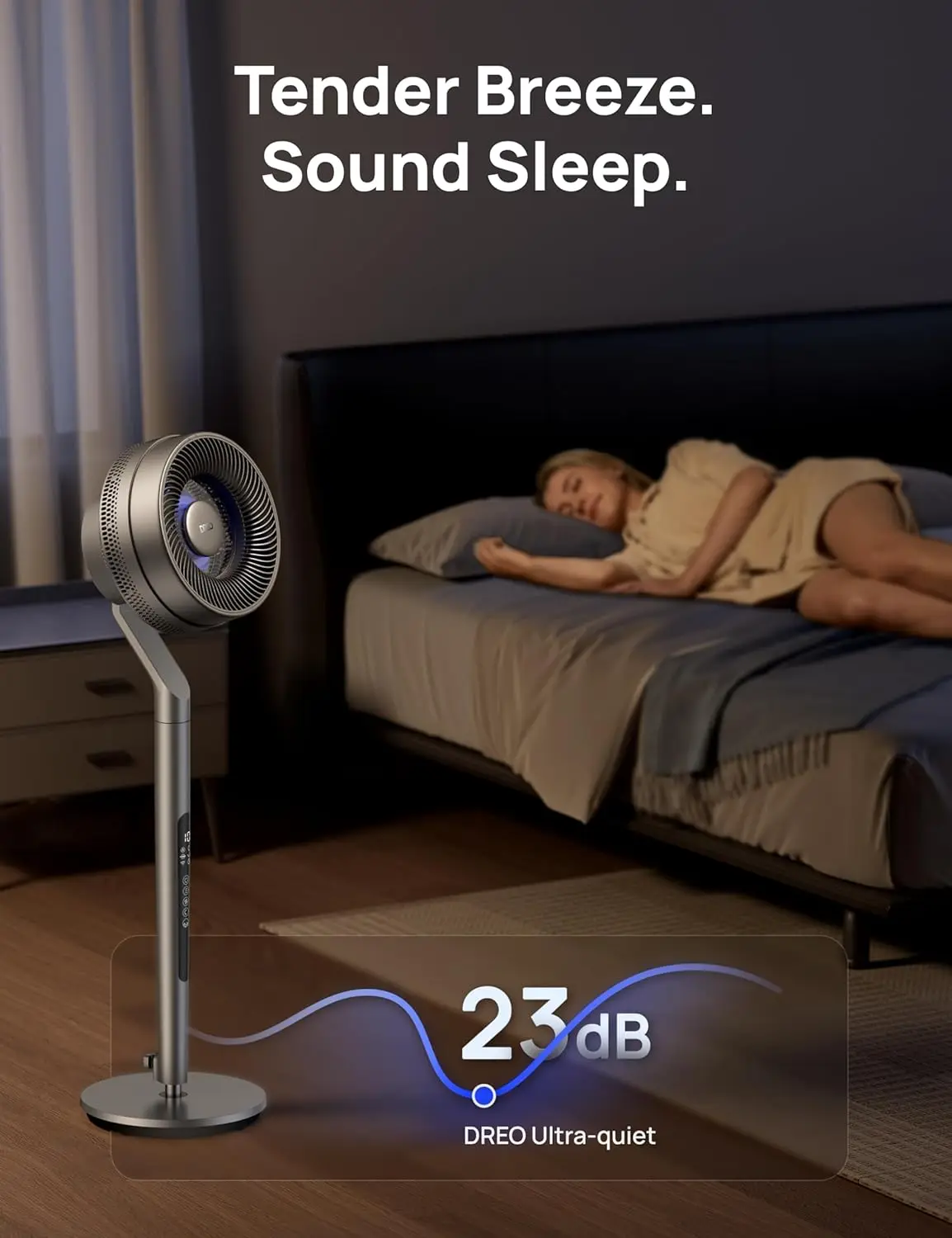 Pedestal Fan with Smart Control, 40-44" Adjustable Height, DC Quiet Fans for Bedroom, 120°+85° Omni-Directional Oscillating Fan, 6