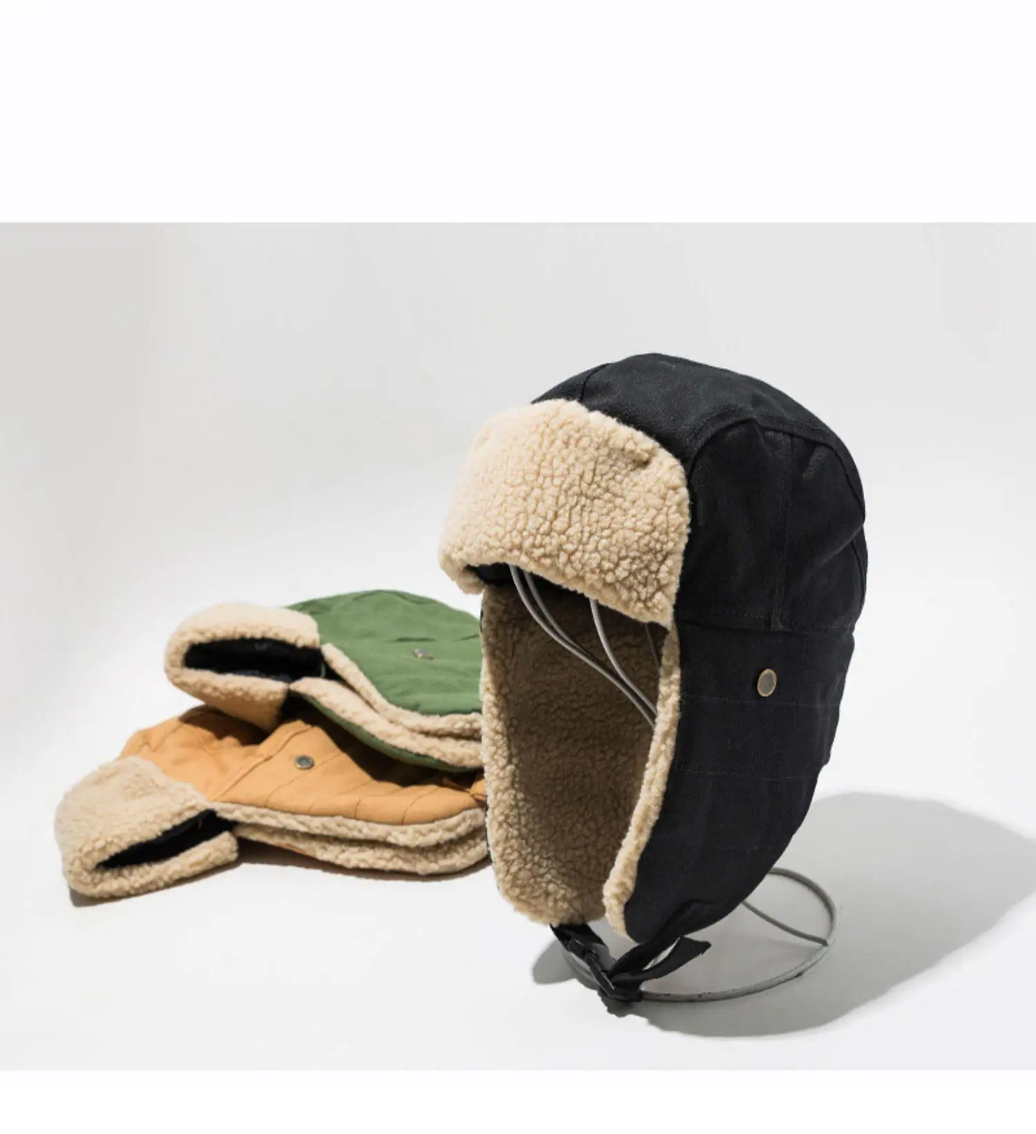 Wintermützen für Damen und Herren, Bombermütze mit Ohrenklappen – warme Reitmütze für Damen und Herren (Pilotenstil), Wandern und Freizeitkleidung, Outdoor, Neu – Detail 4