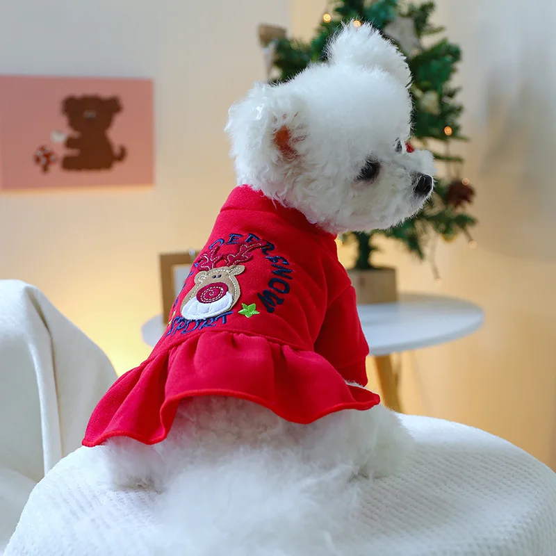 

Autumn and Winter Pet Clothes Christmas Dress Small and Medium-sized Dog Fashion Princess Skirt Chihuahua Yorkshire Poodle
