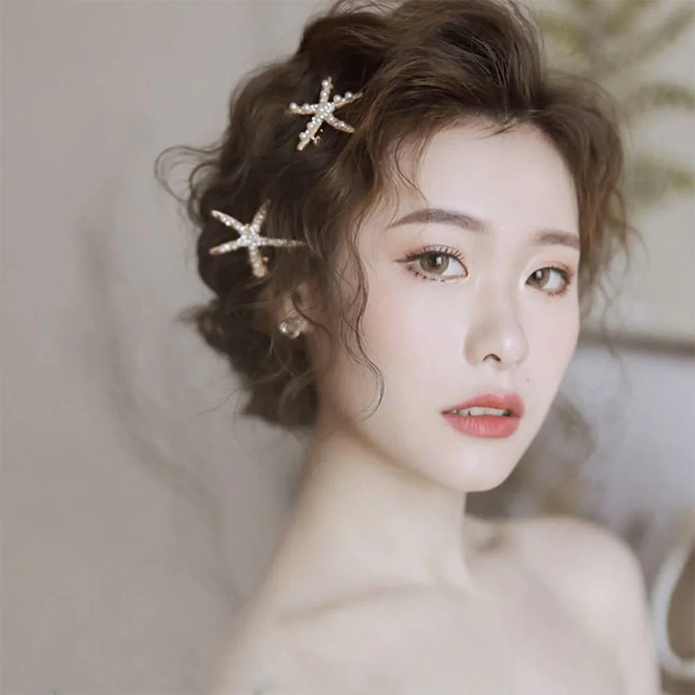

Rhinestone Starfish Hair Clip Women 3 Pack Hair Handmade Hair Barrettes Sea Star Beach Mermaid Hairpin Hair Accessories Girls