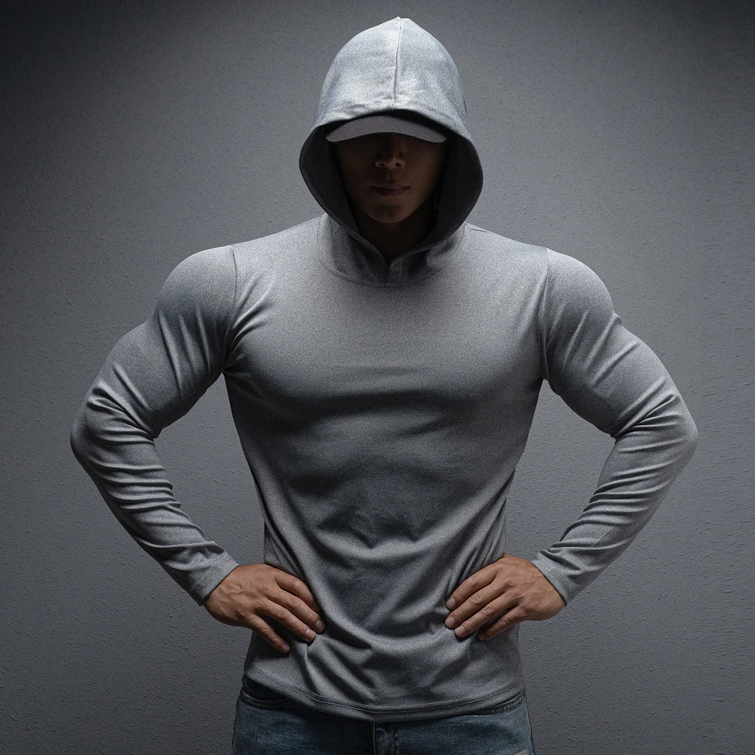 T-shirt Musculation Homme – Manches Longues – Bodybuilder Pectoraux – Gym Fitness – Blanc