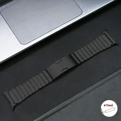 Stainless Steel Link Bracelet for Men - No Gap Design in Premium Metal (Black - 2)