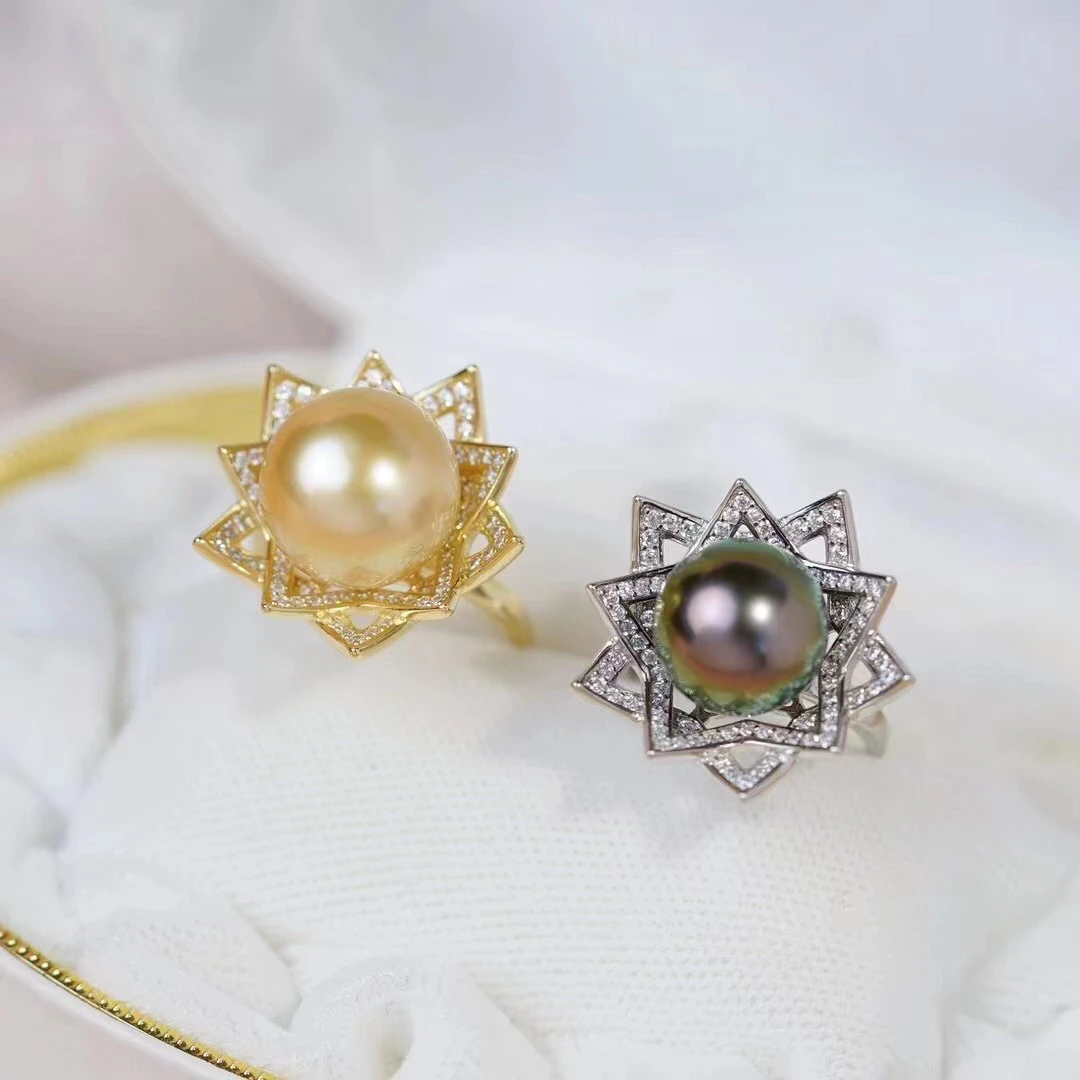 

Регулируемое кольцо на палец из стерлингового серебра S925 пробы, базовые настройки, фурнитура, детали для жемчуга размера 12-13 мм