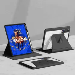 Enhanced Acrylic Tablet Cover with 360° Rotating Stand and Pencil Slot for Legion Y900 11.1inch (Black)