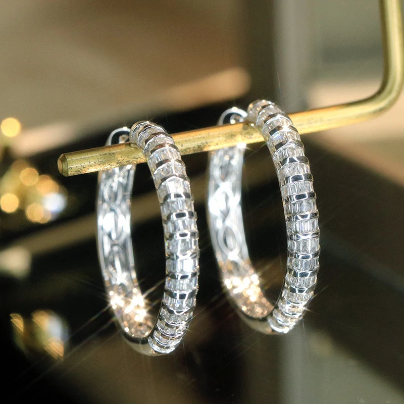 S798564d26456452dafc9bfff61da3aaeF Aazuo Luxury Jewelry Real 18K White Gold Natrual Diamonds 1.70ct Big Round Hook Earrings Gifted For Women Wedding Party Au750