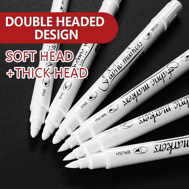 1/2/3/4/5pcs Waterproof Double Tip White Paint Marker Pens,Fabric Shoe Clothes DIY Art Graffiti Hand-Painted Stationery Supplies
