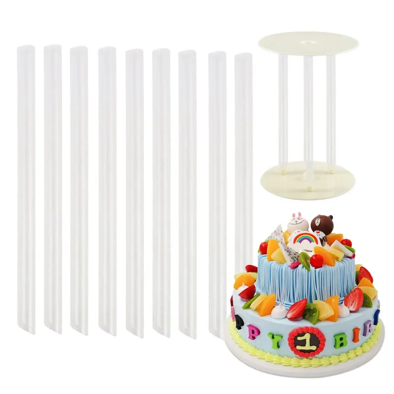 TAIXING 32 Pezzi Pioli per Torte a Piani, 24cm Bastoncini per Torta di Plastica, Riutilizzabili Bastoncini